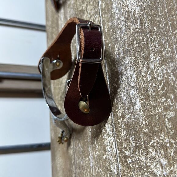 Genuine, leather spurs with straps new - Picture 3 of 11